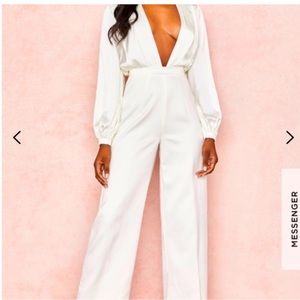 HOUSE OF CB SATIN JUMPSUIT NEW SOLD OUT WHITE SIZE MED🔥